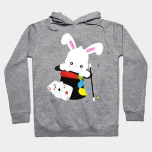 White Bunny, Rabbit, Magic Trick, Magic Wand, Hat Hoodie